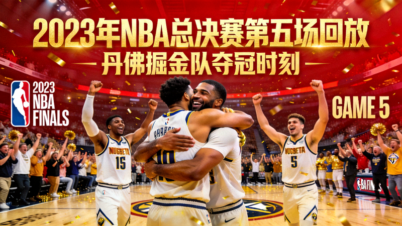 2023年NBA总决赛第五场回放封面 - 丹佛掘金队球员庆祝胜利